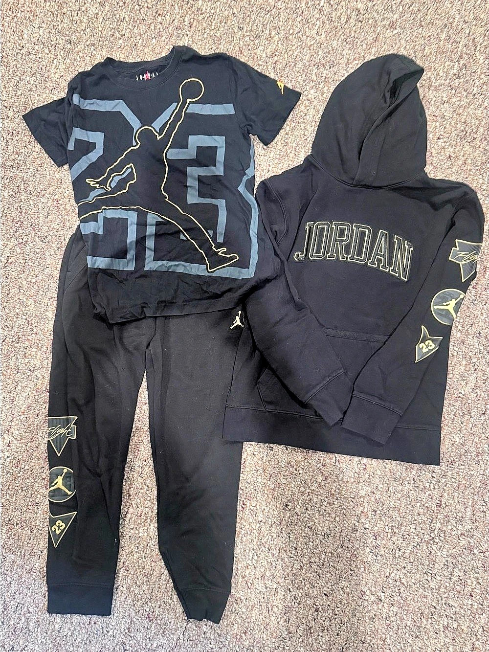 Jordan Boys' Geometric Set Black (shirt & pants size M, hoodie size L)